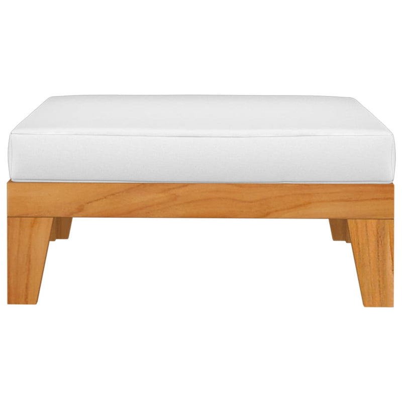 Dealsmate  Sectional Footrest with Cream White Cushion Solid Acacia Wood