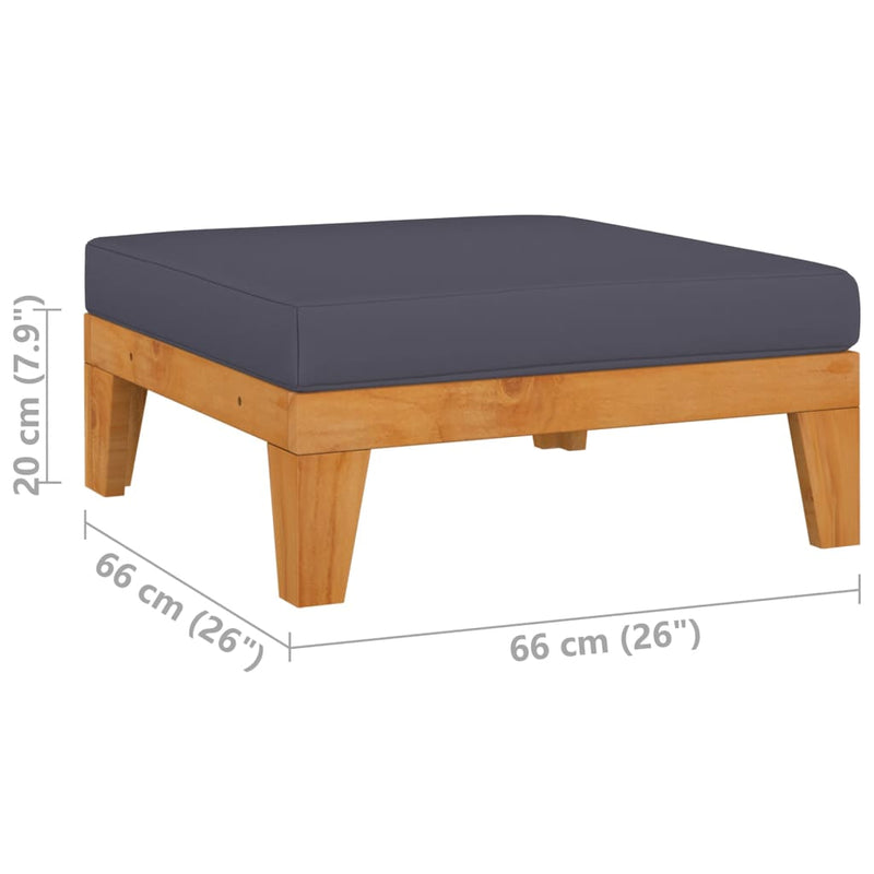 Dealsmate  Sectional Footrest with Dark Grey Cushion Solid Acacia Wood