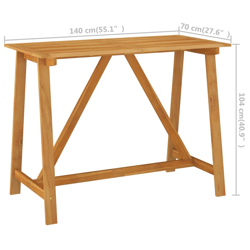 Dealsmate  Garden Bar Table 140x70x104 cm Solid Acacia Wood