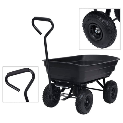 Dealsmate  Garden Tipping Hand Cart 300 kg 75L Black