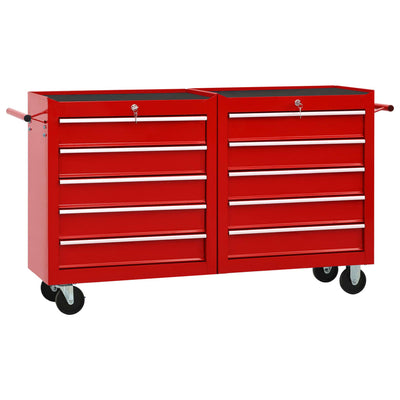 Dealsmate  Tool Trolley with 10 Drawers Steel Red