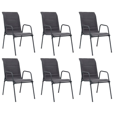 Dealsmate  Stackable Garden Chairs 6 pcs Steel and Textilene Anthracite