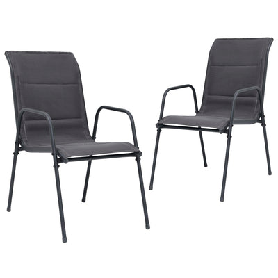 Dealsmate  Stackable Garden Chairs 2 pcs Steel and Textilene Anthracite