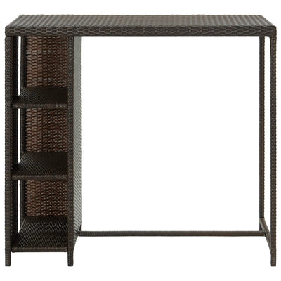 Dealsmate  Bar Table with Storage Rack Brown 120x60x110 cm Poly Rattan