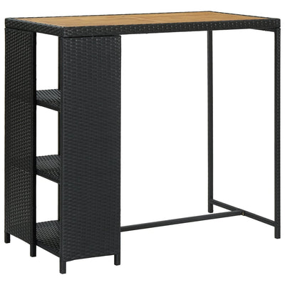 Dealsmate  Bar Table with Storage Rack Black 120x60x110 cm Poly Rattan