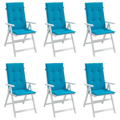 Dealsmate  Garden Highback Chair Cushions 6 pcs Blue 120x50x3 cm Fabric