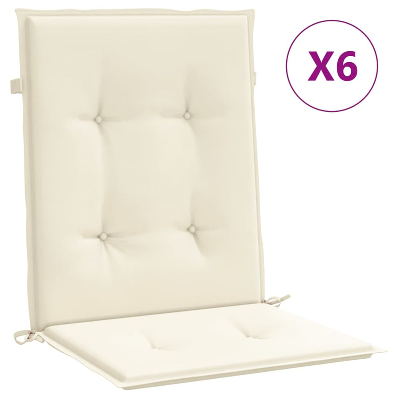 Dealsmate  Garden Lowback Chair Cushions 6 pcs Cream 100x50x3 cm Oxford Fabric