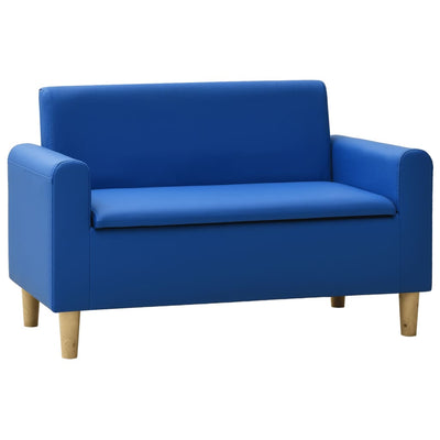 Dealsmate  2-Seater Children Sofa Blue Faux Leather