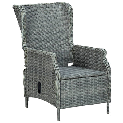 Dealsmate  Reclining Garden Chair with Cushions Poly Rattan Light Grey
