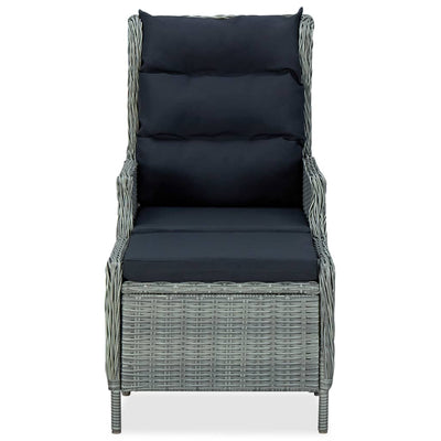 Dealsmate  Reclining Garden Chair with Footstool Poly Rattan Light Grey