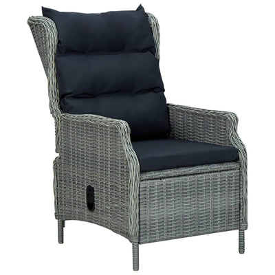 Dealsmate  Reclining Garden Chair with Footstool Poly Rattan Light Grey