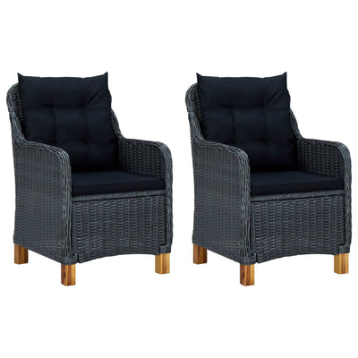 Dealsmate  Garden Chairs with Cushions 2 pcs Poly Rattan Dark Grey
