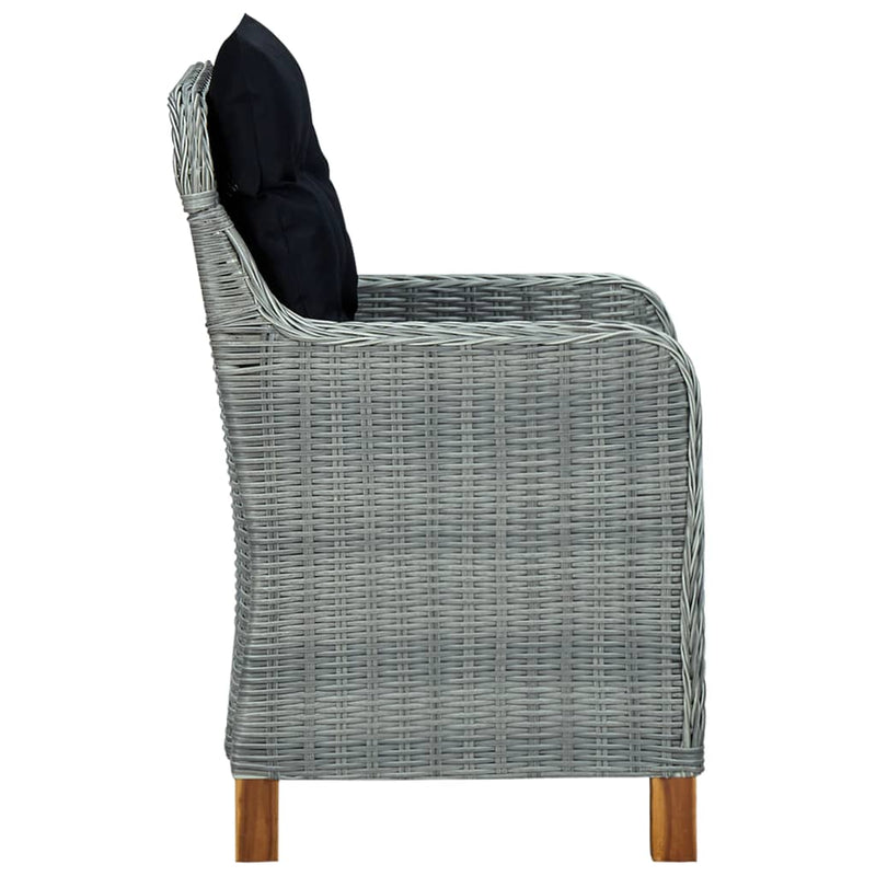 Dealsmate  Garden Chairs with Cushions 2 pcs Poly Rattan Light Grey