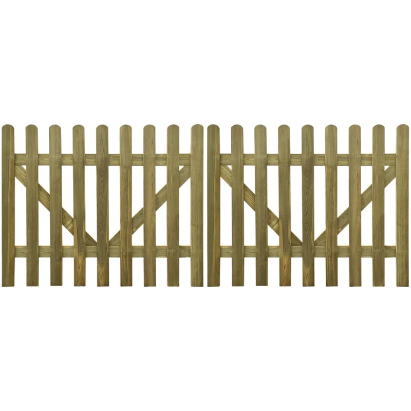 Dealsmate  Picket Fence Gate 2 pcs Impregnated Wood 300x120 cm