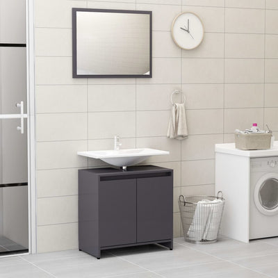 Dealsmate  4 Piece Bathroom Furniture Set High Gloss Grey Chipboard