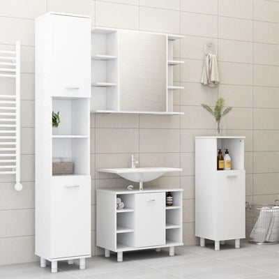 Dealsmate  4 Piece Bathroom Cabinet Set White Chipboard