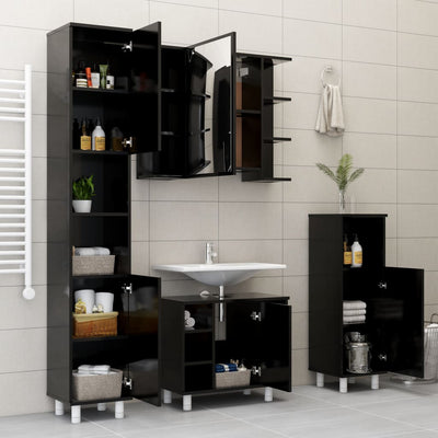 Dealsmate  4 Piece Bathroom Furniture Set Black Chipboard
