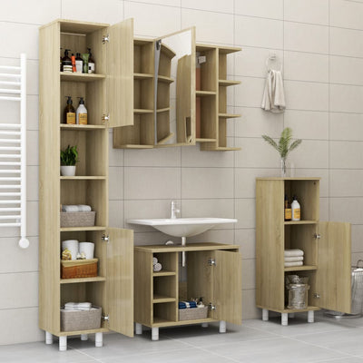 Dealsmate  4 Piece Bathroom Furniture Set Sonoma Oak Chipboard