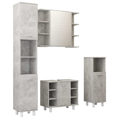 Dealsmate  4 Piece Bathroom Furniture Set Concrete Grey Engineered Wood