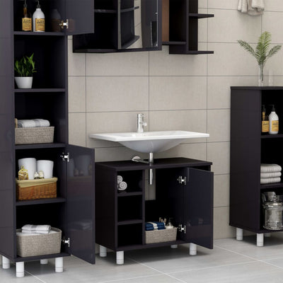 Dealsmate  4 Piece Bathroom Furniture Set High Gloss Grey Chipboard
