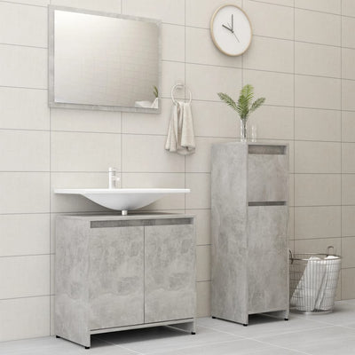 Dealsmate  3 Piece Bathroom Furniture Set Concrete Grey Chipboard