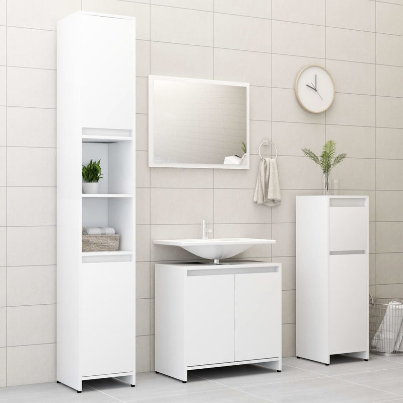 Dealsmate  3 Piece Bathroom Furniture Set White Chipboard