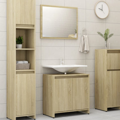 Dealsmate  3 Piece Bathroom Furniture Set Sonoma Oak Chipboard