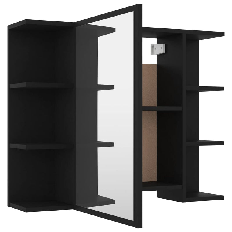 Dealsmate  3 Piece Bathroom Furniture Set Black Engineered Wood
