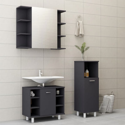 Dealsmate  3 Piece Bathroom Furniture Set Grey Chipboard