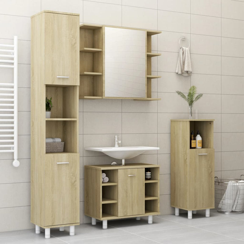Dealsmate  3 Piece Bathroom Furniture Set Sonoma Oak Engineered Wood
