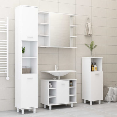 Dealsmate  3 Piece Bathroom Furniture Set White Engineered Wood