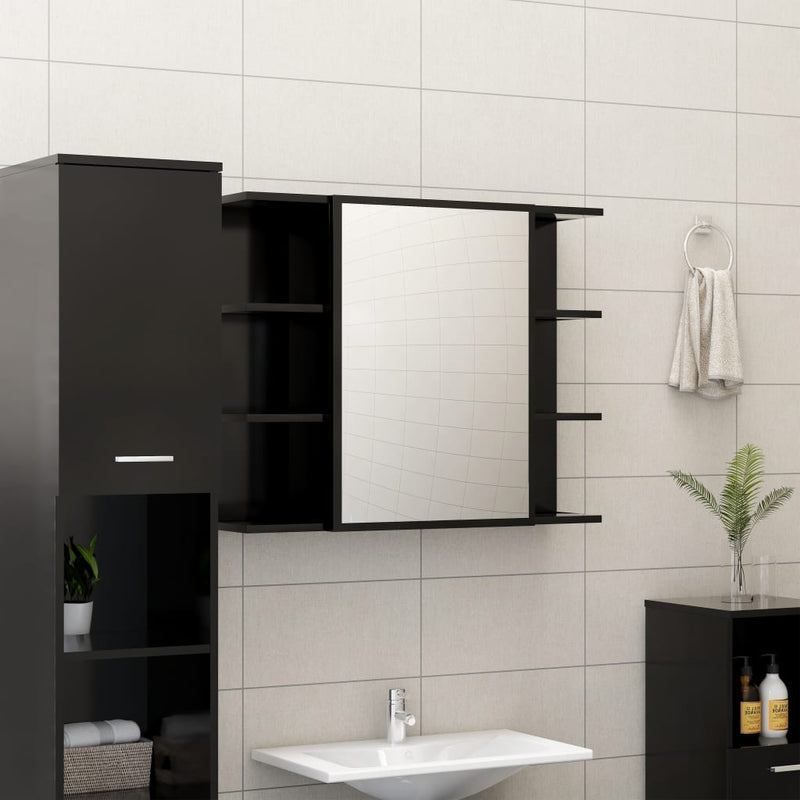 Dealsmate  3 Piece Bathroom Furniture Set Black Chipboard