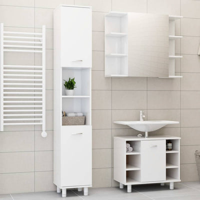 Dealsmate  3 Piece Bathroom Furniture Set High Gloss White Engineered Wood