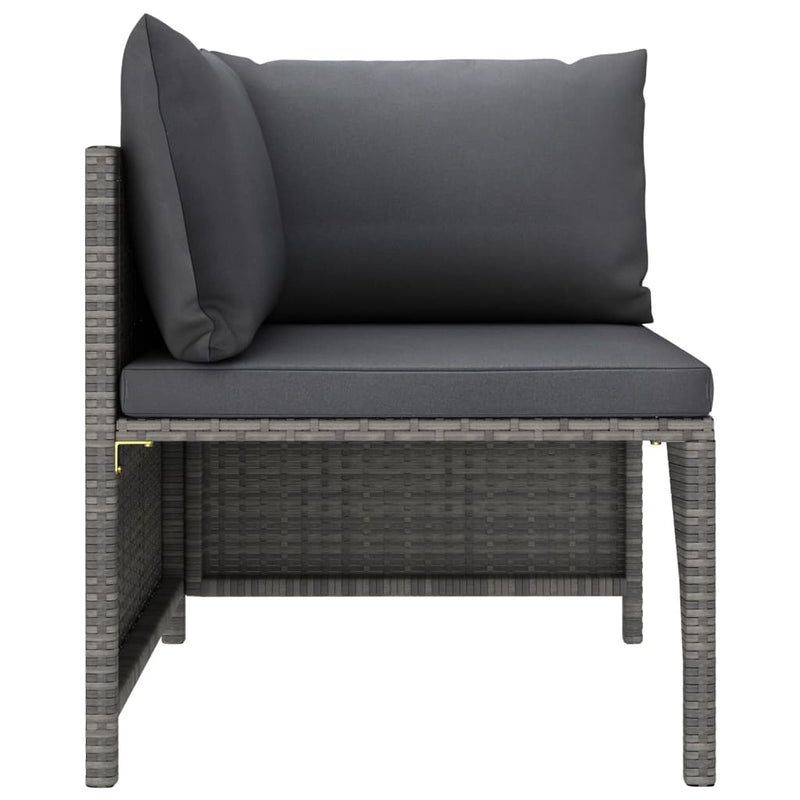 Dealsmate  Sectional Corner Sofa with Cushions Grey Poly Rattan