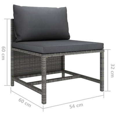 Dealsmate  Sectional Middle Sofa with Cushions Grey Poly Rattan