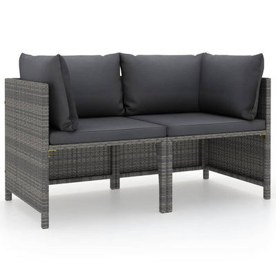 Dealsmate  2-Seater Garden Sofa with Cushions Grey Poly Rattan