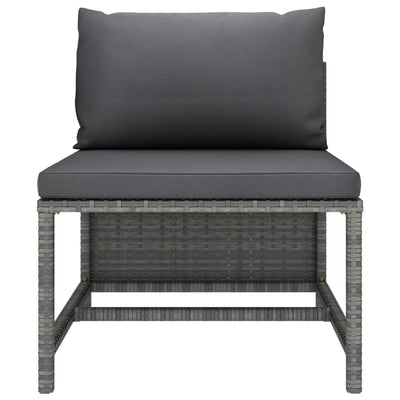 Dealsmate  5 Piece Garden Sofa Set with Cushions Grey Poly Rattan