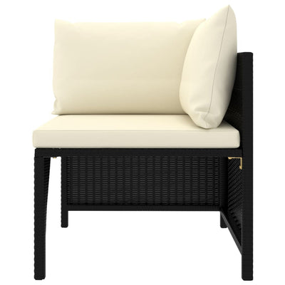 Dealsmate  Sectional Corner Sofa with Cushions Black Poly Rattan