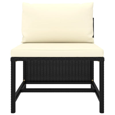Dealsmate  Sectional Middle Sofa with Cushions Black Poly Rattan
