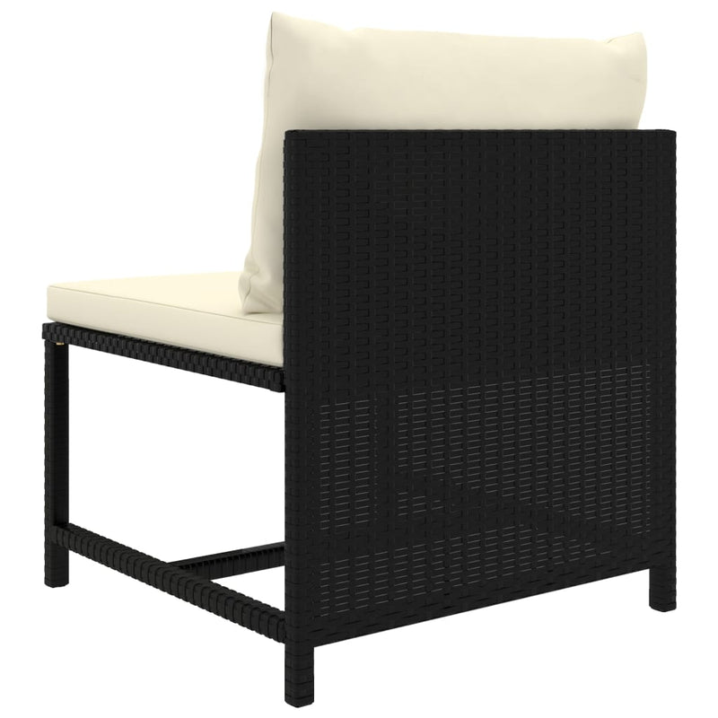 Dealsmate  Sectional Middle Sofa with Cushions Black Poly Rattan