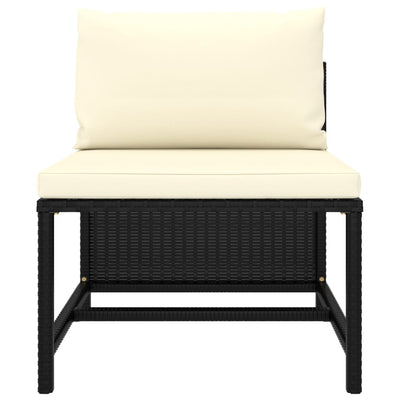 Dealsmate  4-Seater Garden Sofa with Cushions Black Poly Rattan