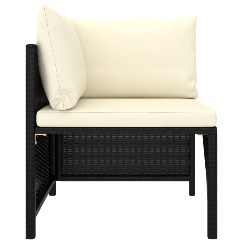 Dealsmate  4 Piece Garden Sofa Set with Cushions Black Poly Rattan