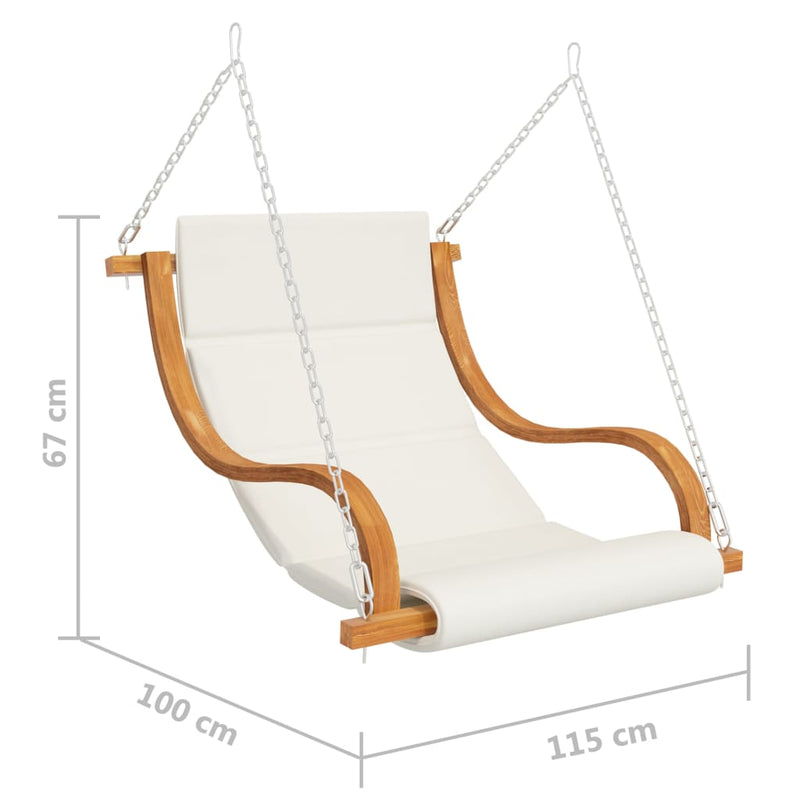 Dealsmate  Swing Chair with Cream Cushion Bent Wood with Teak Finish