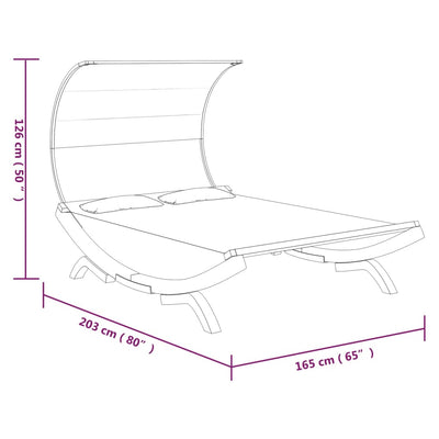 Dealsmate  Outdoor Lounge Bed with Canopy 165x203x126 cm Solid Bent Wood Cream