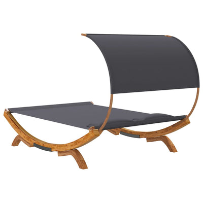 Dealsmate  Outdoor Lounge Bed with Canopy 165x203x126cm Solid Bent Wood Anthracite