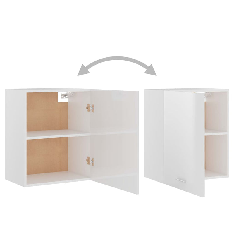 Dealsmate  Hanging Cabinets 2 pcs High Gloss White 50x31x60 cm Engineered Wood