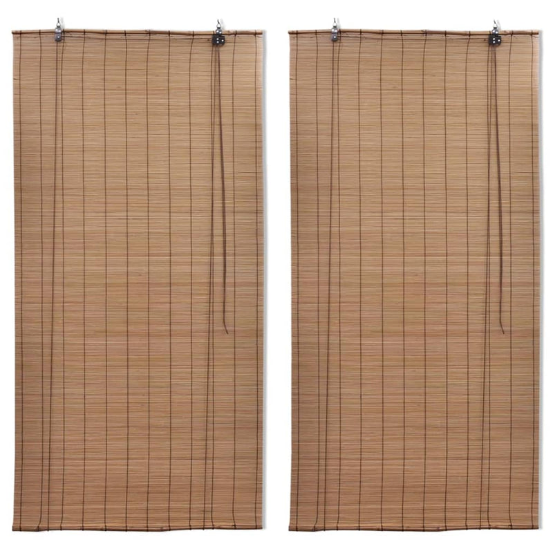Dealsmate  Bamboo Roller Blinds 2 pcs 150 x 220 cm Brown