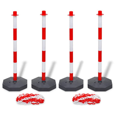 Dealsmate  Set of 4 Chain Posts and 2 Plastic Chians of 10 m Each