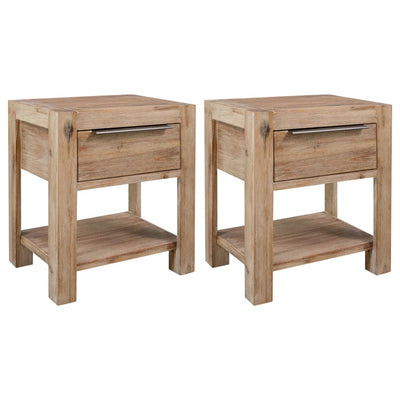Dealsmate  Nightstands with Drawers 2 pcs 40x30x48 cm Solid Acacia Wood