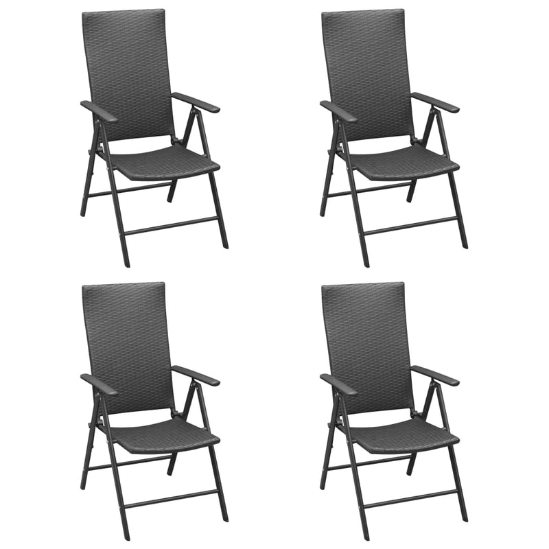 Dealsmate  Garden Chairs 4 pcs Poly Rattan Black